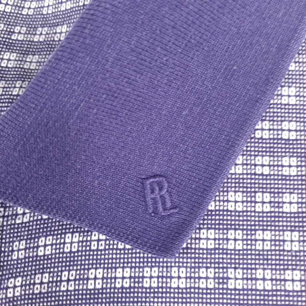 Polo Golf Ralph Lauren Shirt Mens XXL Blue‎ Silver Pima Cotton Geometric Vintage